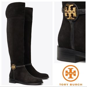 NEW! TORY BURCH MILLER OVER-THE-KNEE BOOT BLACK SUEDE SIZE 8